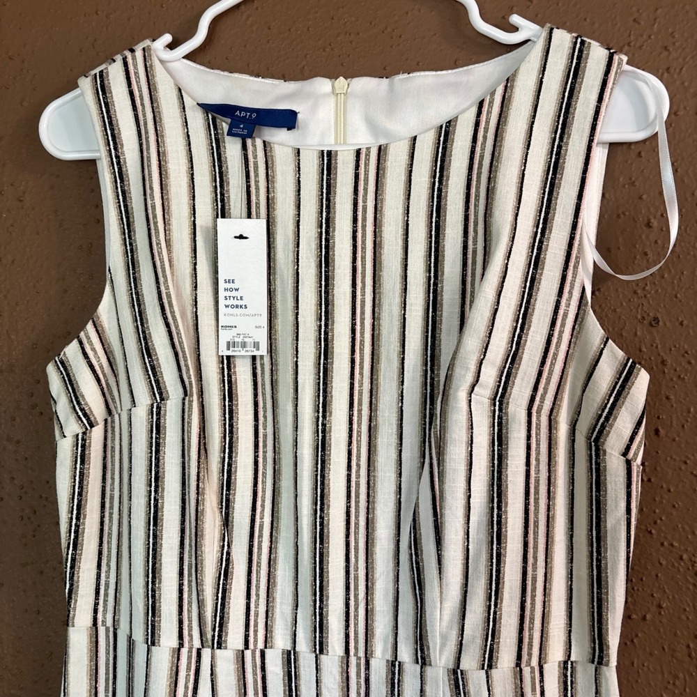 Apt. 9 Womens Linen Blend Striped Sleeveless Sheath Dress Size 4 NWT - Picture 5 of 11